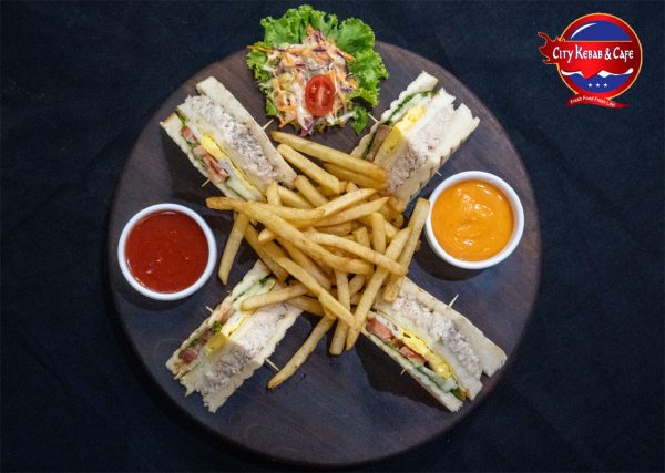 City Kebab Special Club Sandwich With French Fries